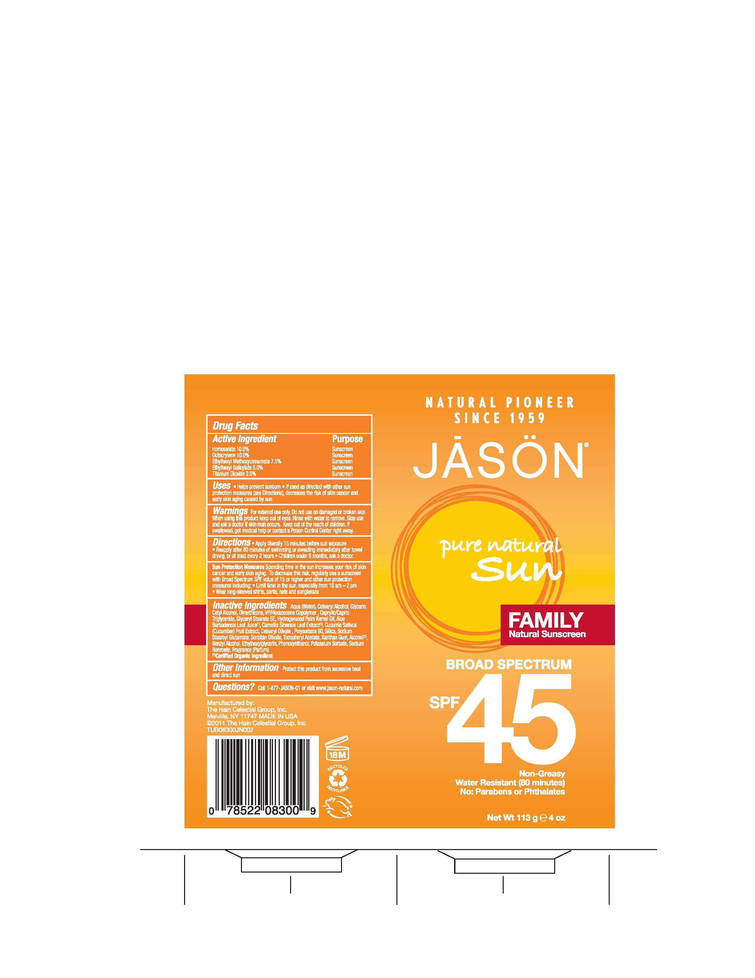 Jason Pure Natural Sun Family Natural Sunscreen Broad Spectrum SPF45